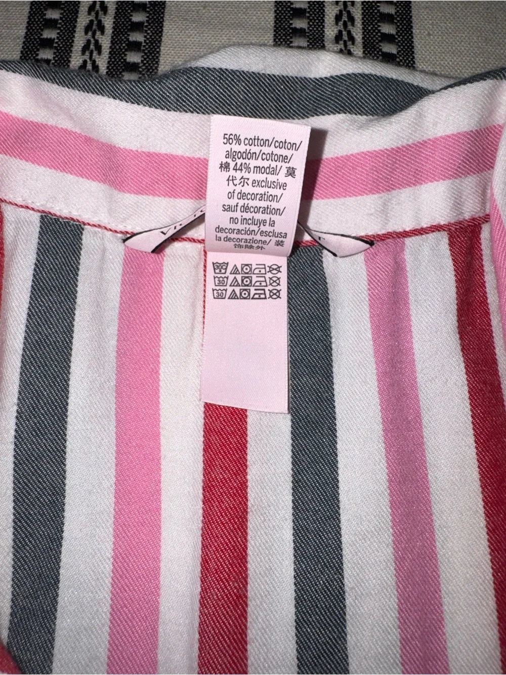 Victoria’s Secret Striped Short-Sleeve, Pink, Green & White PJ Set, M
